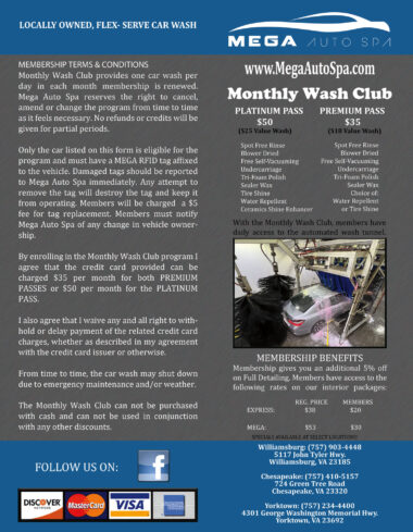 Monthly Wash Club description